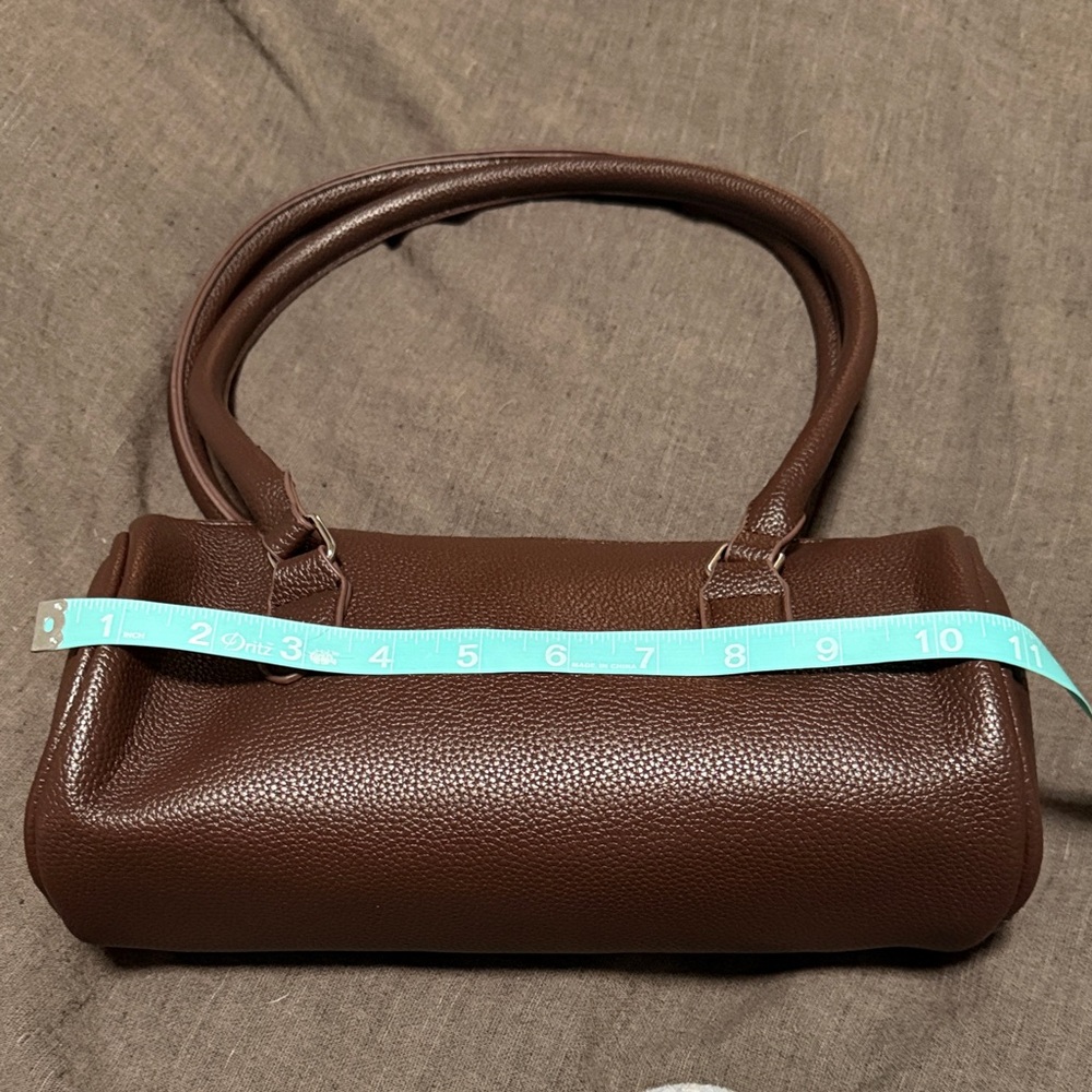 Compact Brown Mini Shoulder Bag with Pebbled Texture